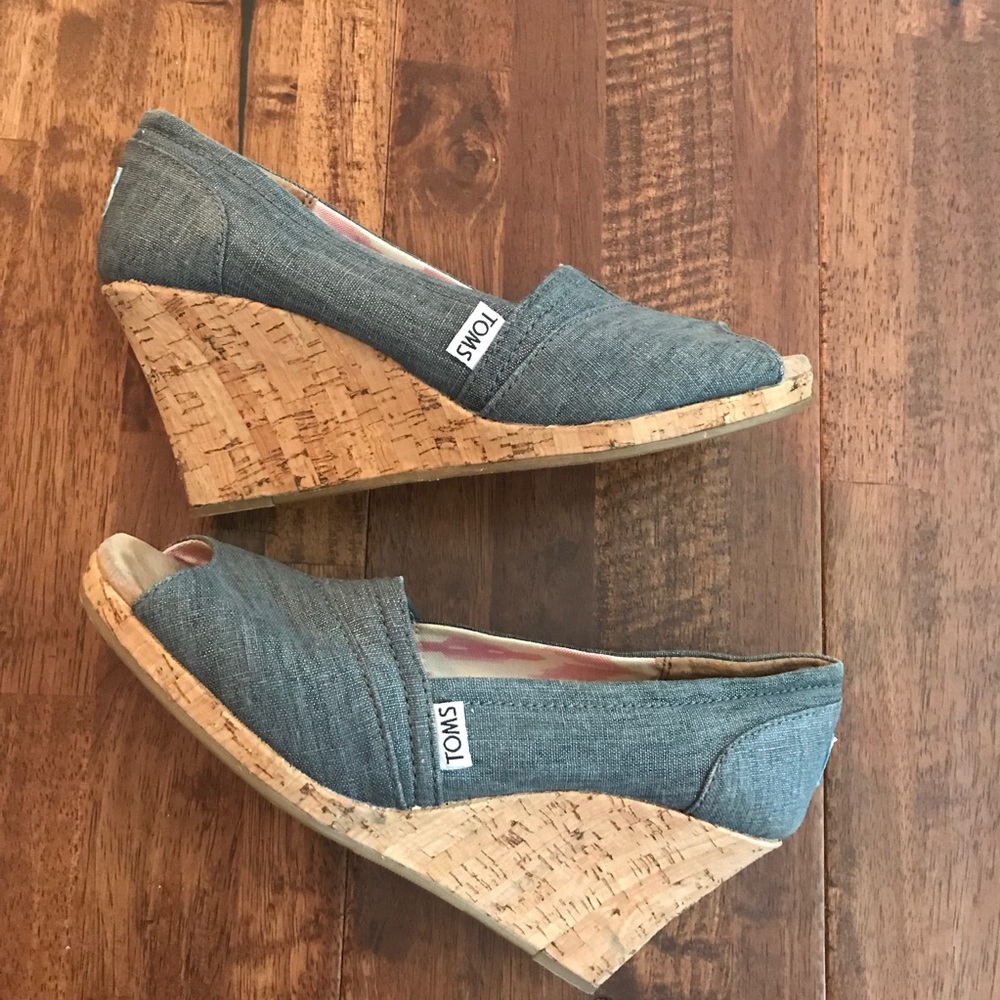 TOMS chambray wedges